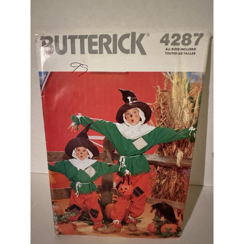 Uncut Child's Scarecrow Pattern Costume Size 4-14 Butterick 4287